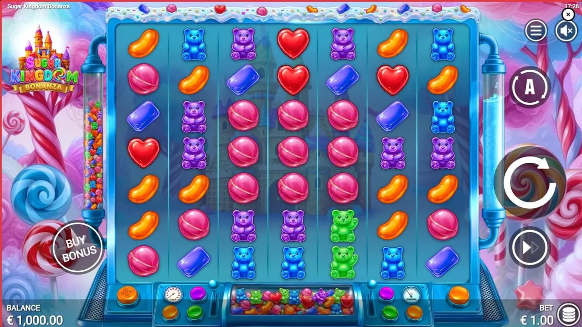 Sugar Kingdom Bonanza স্লট গেমের রঙিন ইন্টারফেস এবং ক্যান্ডি থিম